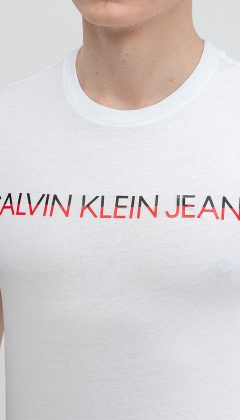  Calvin Klein Mixed Instit Technique Tee Erkek Bisiklet Yaka T-Shirt