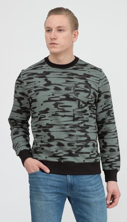  Calvin Klein Iconic Abstract Sweatshirt Erkek Bisiklet Yaka Sweatshirt