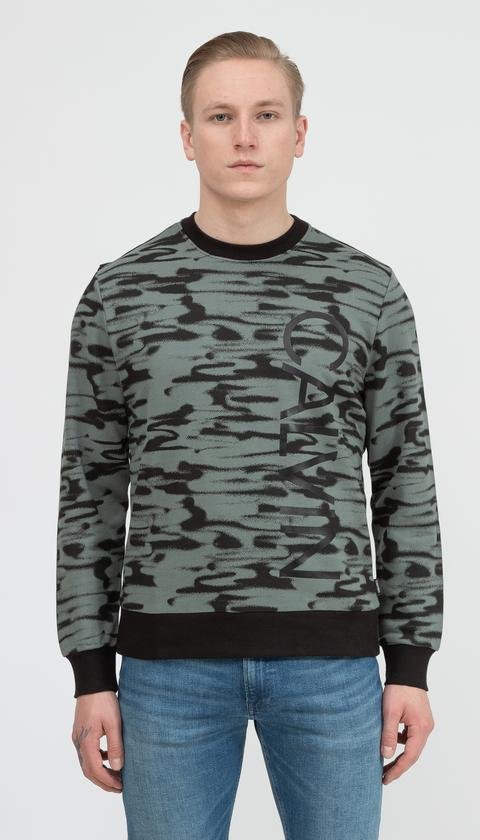  Calvin Klein Iconic Abstract Sweatshirt Erkek Bisiklet Yaka Sweatshirt
