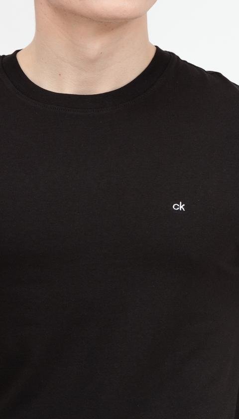  Calvin Klein Cotton Logo Embroidery T-Shirt Erkek Bisiklet Yaka T-Shirt