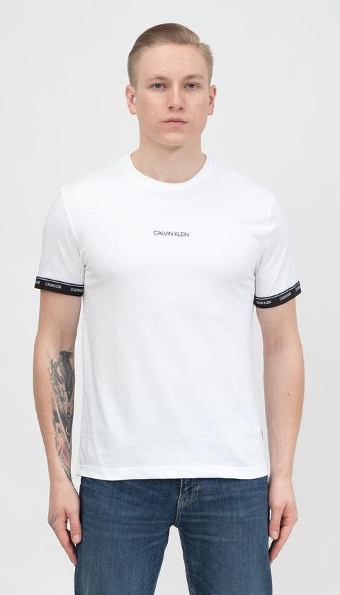  Calvin Klein Archive Logo Tape T-Shirt Erkek Bisiklet Yaka T-Shirt