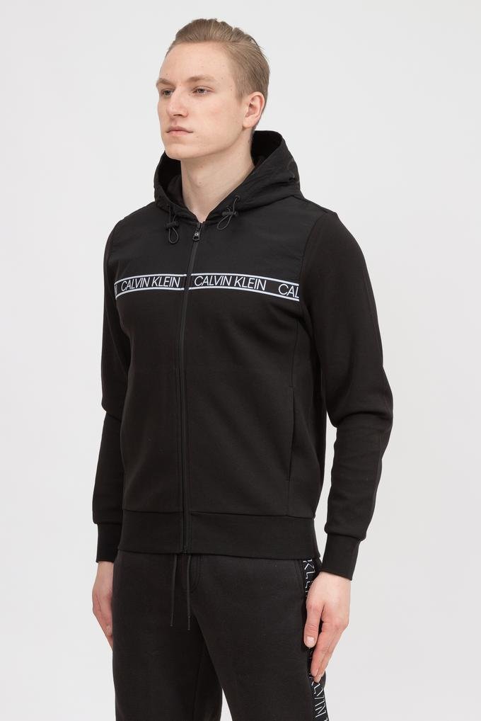  Calvin Klein Mix Media Tape Hooded Jacket Fermuarlı Kapüşonlu Erkek Sweatshirt