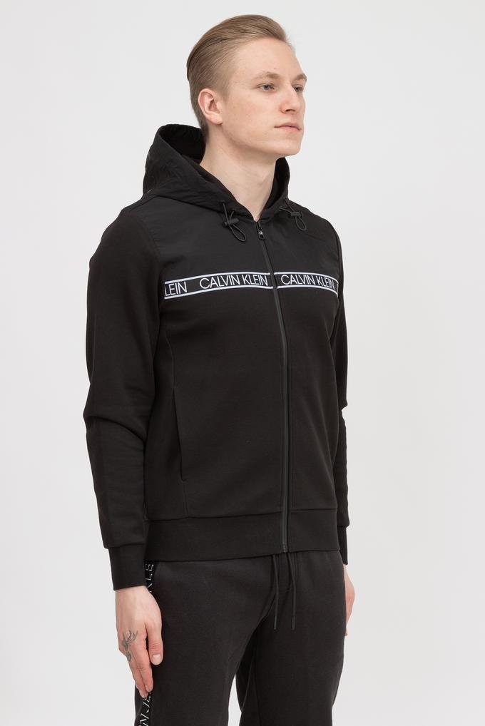  Calvin Klein Mix Media Tape Hooded Jacket Fermuarlı Kapüşonlu Erkek Sweatshirt