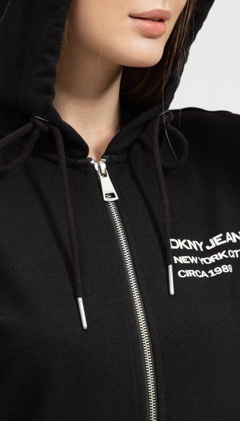  DKNY Long Zip Thru Logo H Kadın Hırka