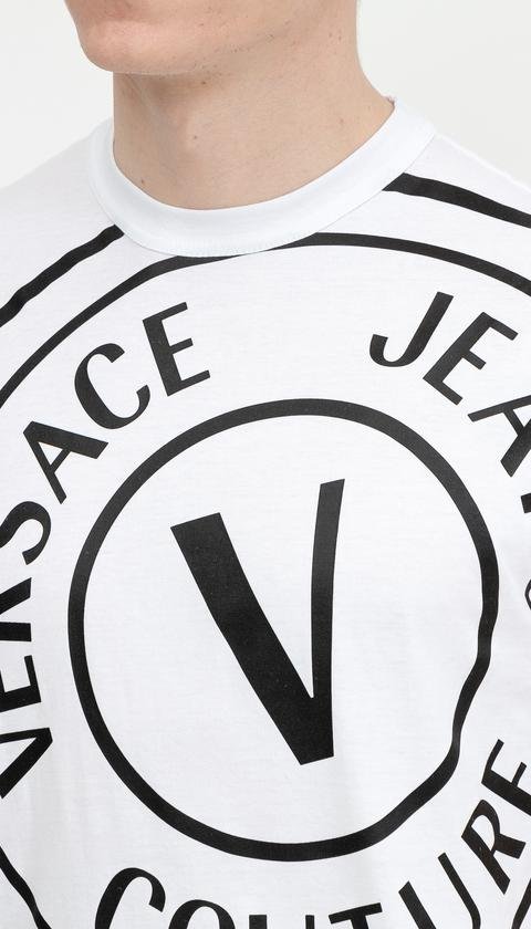  Versace Jeans Couture R Centered Vemblem Erkek Bisiklet Yaka T-Shirt