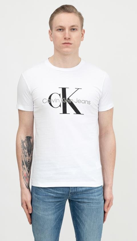  Calvin Klein Core Monogram Slim Tee Erkek Bisiklet Yaka T-Shirt