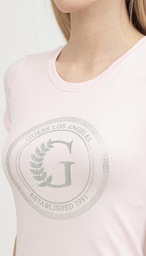  Guess Ss G Crest Logo R3 Kadın Bisiklet Yaka T-Shirt