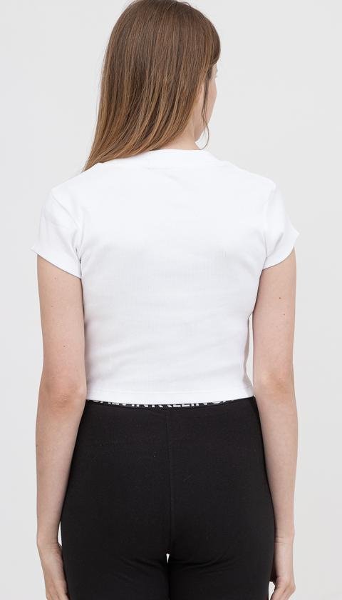  Calvin Klein Ck Rib Cropped Slim Tee Kadın Bisiklet Yaka T-Shirt