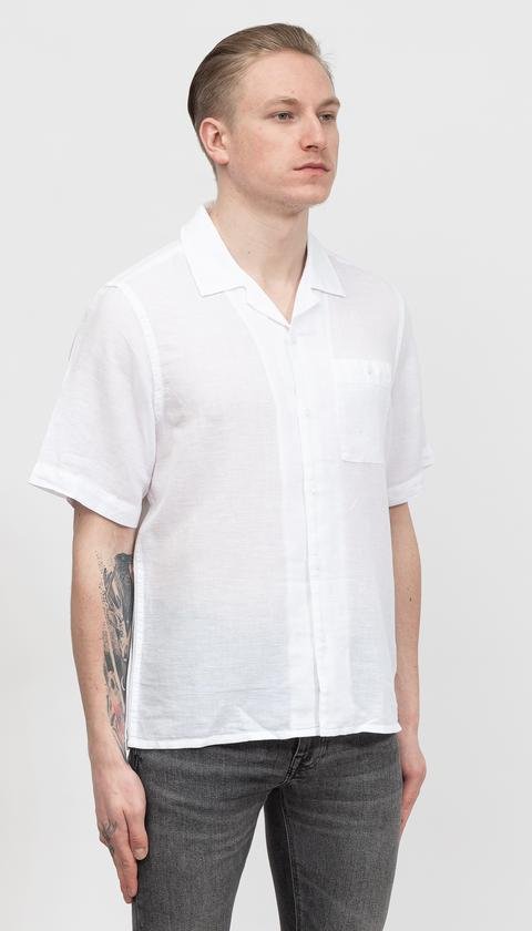  Calvin Klein Linen Short Sleeve Shirt Erkek Gömlek