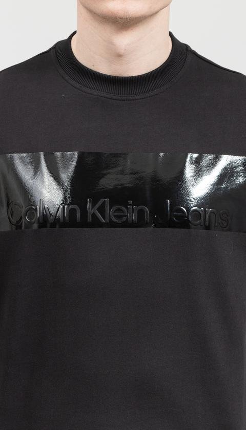  Calvin Klein Shiny institutional Blocking Cn Erkek Bisiklet Yaka Sweatshirt