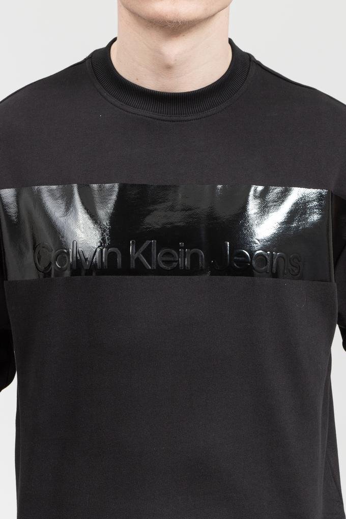  Calvin Klein Shiny institutional Blocking Cn Erkek Bisiklet Yaka Sweatshirt