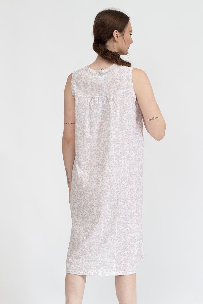  Linclalor Buttoned Night Gown Sleeveless Kadın Gecelik