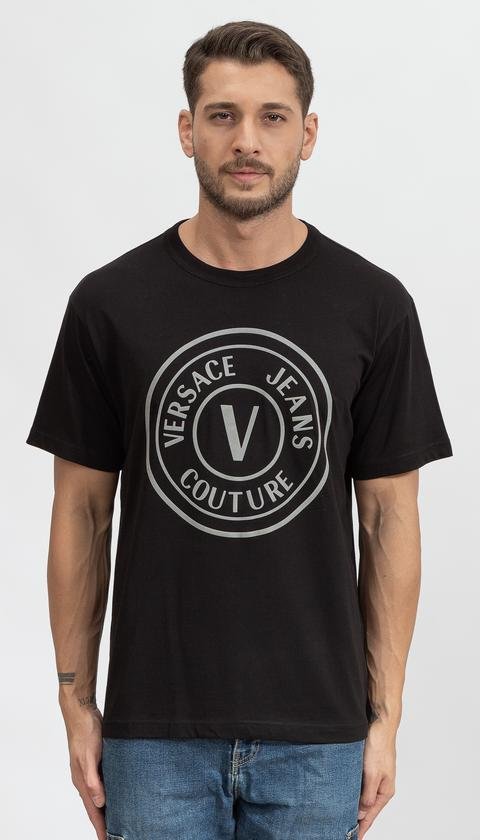  Versace Jeans Couture R Vemblem Thich Foil Erkek Bisiklet Yaka T-Shirt