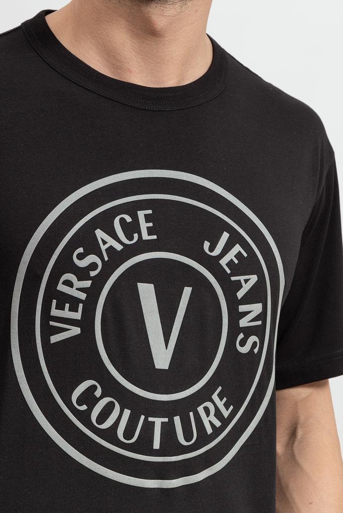  Versace Jeans Couture R Vemblem Thich Foil Erkek Bisiklet Yaka T-Shirt