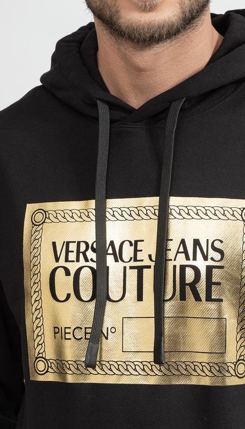  Versace Jeans Couture R Piece Nr Text Foil Erkek Kapüşonlu Sweatshirt