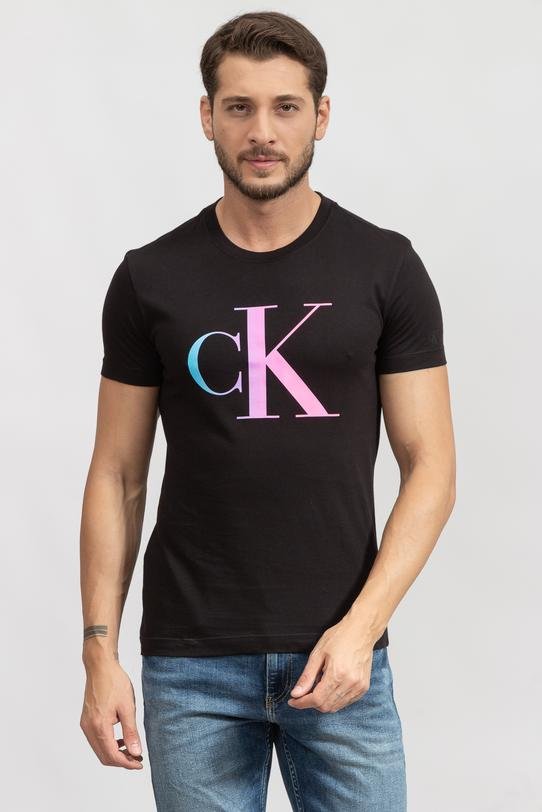  Calvin Klein Filled Ck Erkek Bisiklet Yaka T-Shirt