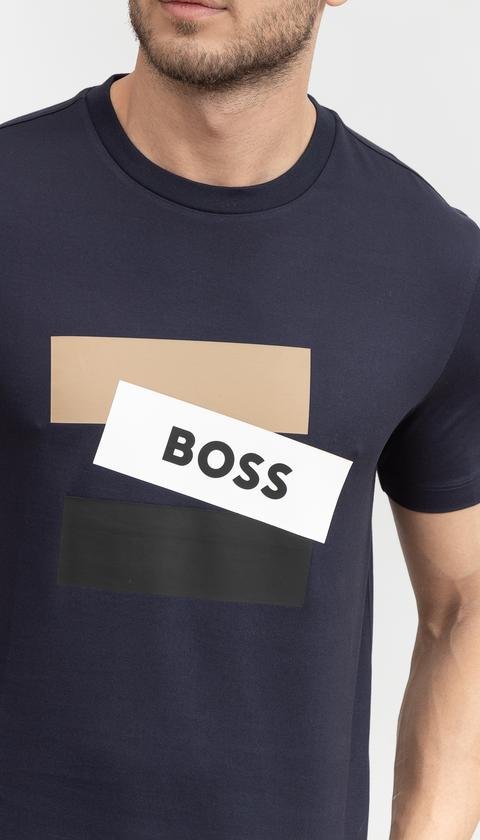  Boss Tessler Erkek Bisiklet Yaka T-Shirt
