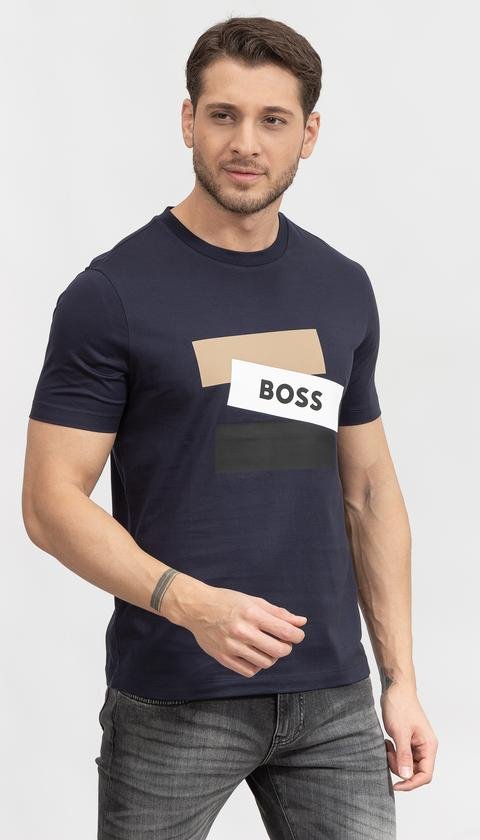  Boss Tessler Erkek Bisiklet Yaka T-Shirt