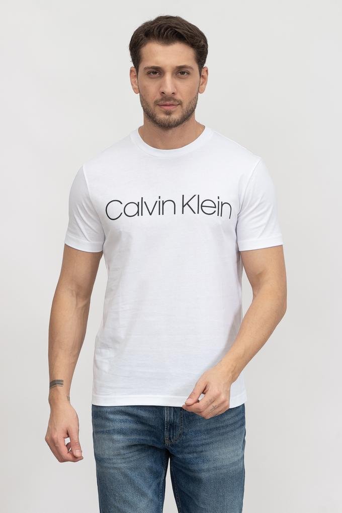  Calvin Klein Cotton Front Logo Erkek Bisiklet Yaka T-Shirt