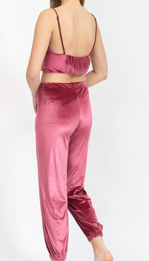  Rosaleen Kroplu Kadife Kadın Pijama Takımı