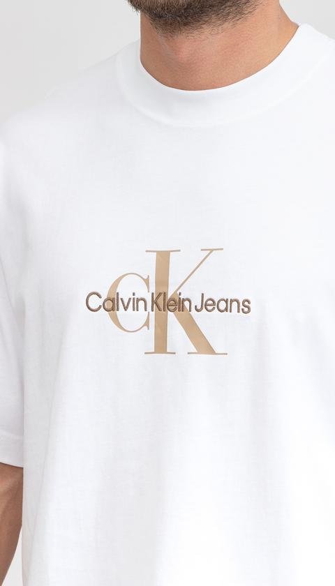 T-Shirt Archival Klein 8720107175822 Bisiklet Erkek - Oversized Yaka Monologo Calvin