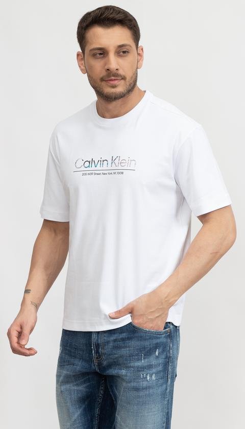  Calvin Klein Glitch Logo Modern Comfort Erkek Bisiklet Yaka T-Shirt