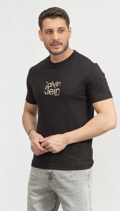  Calvin Klein Matte Front Logo Erkek Bisiklet Yaka T-Shirt