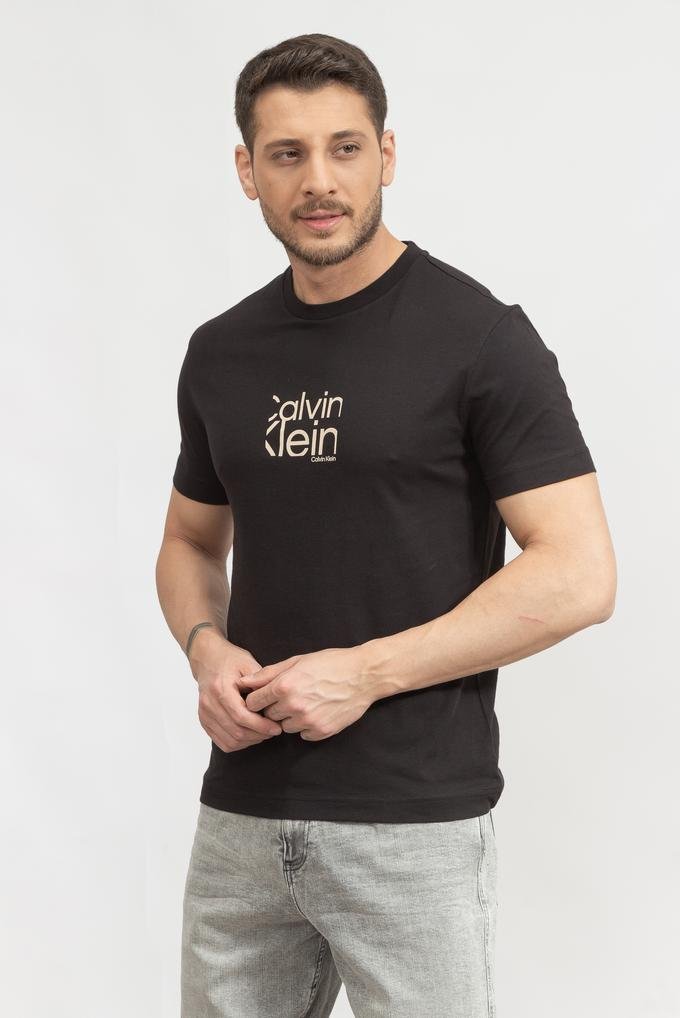  Calvin Klein Matte Front Logo Erkek Bisiklet Yaka T-Shirt