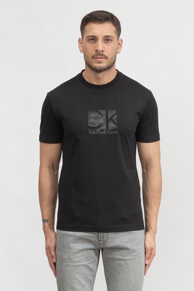  Calvin Klein Embroidered Sateen Logo Erkek Bisiklet Yaka T-Shirt