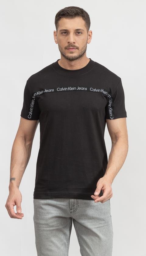  Calvin Klein Logo Tape Erkek Bisiklet Yaka T-Shirt