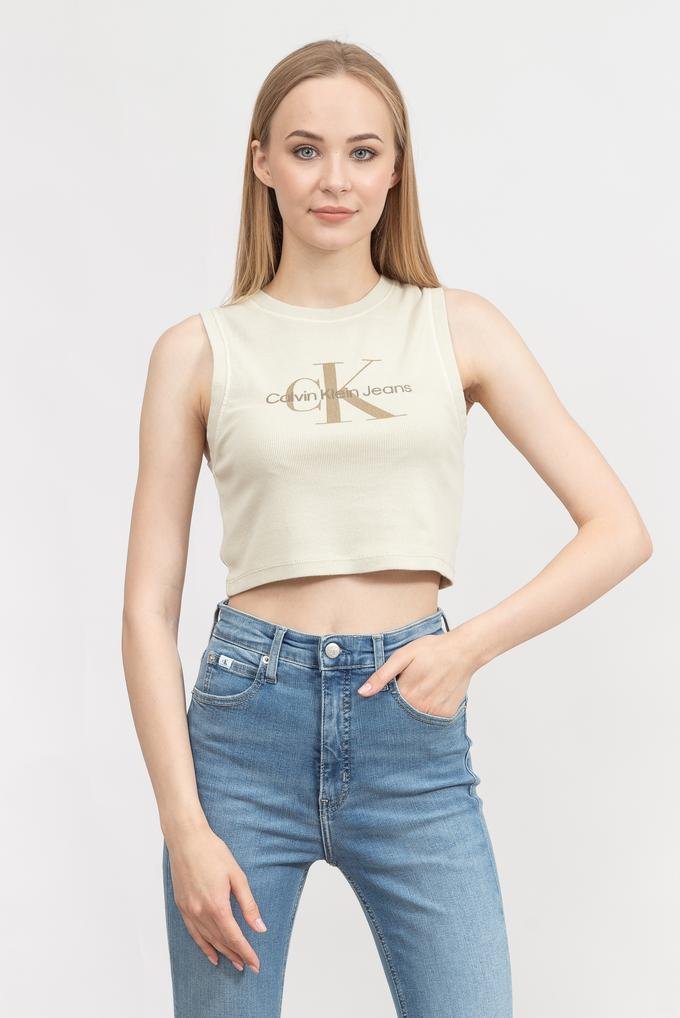  Calvin Klein Mineral Dye Rib Tank Top Kadın Bisiklet Yaka T-Shirt
