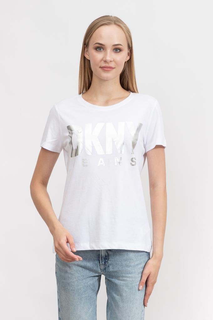  DKNY Foil Kadın Bisiklet Yaka T-Shirt