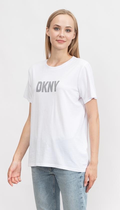  DKNY Kadın Bisiklet Yaka T-Shirt