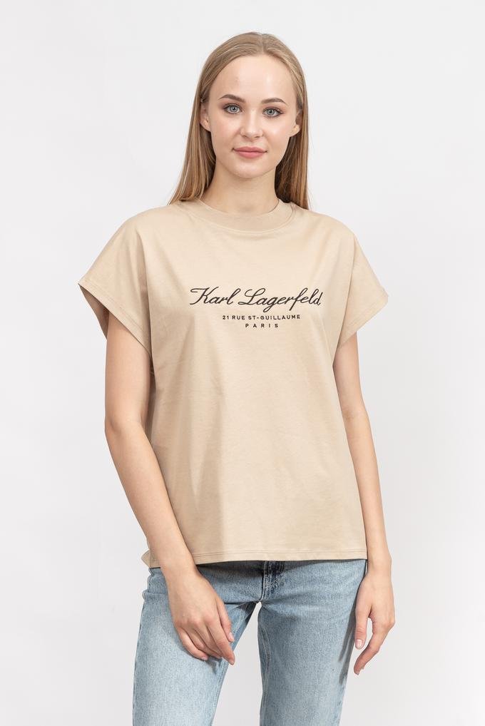  Karl Lagerfeld Signature Kadın Bisiklet Yaka T-Shirt