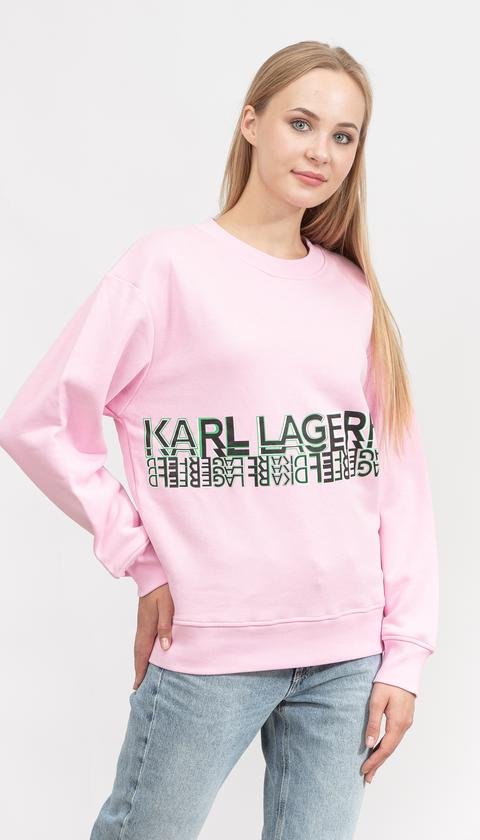  Karl Lagerfeld Logo Kadın Bisiklet Yaka Sweatshirt