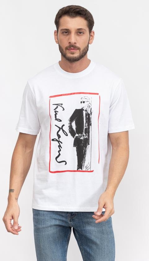  Karl Lagerfeld Series Erkek Bisiklet Yaka T-Shirt