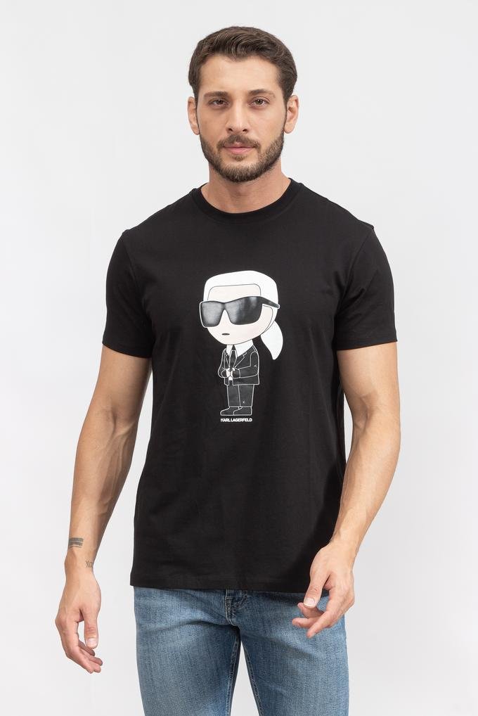  Karl Lagerfeld Ikonik Erkek Bisiklet Yaka T-Shirt
