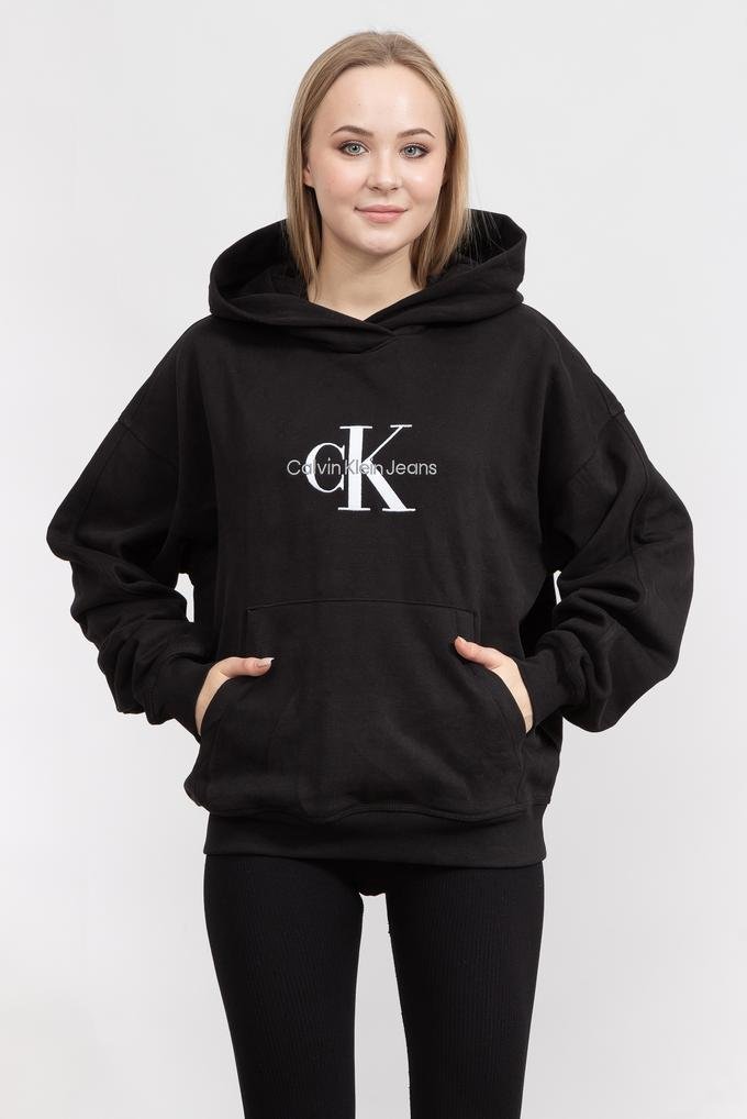  Calvin Klein Monologo Oversized Hoodie Kadın Kapüşonlu Sweatshirt