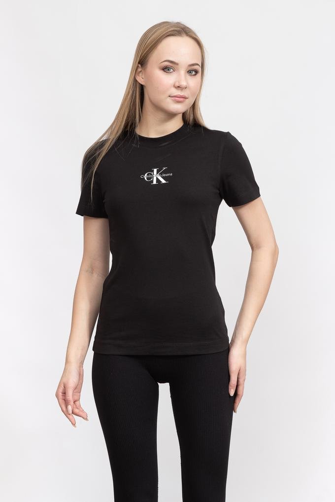  Calvin Klein Monologo Slim Fit Kadın Bisiklet Yaka T-Shirt