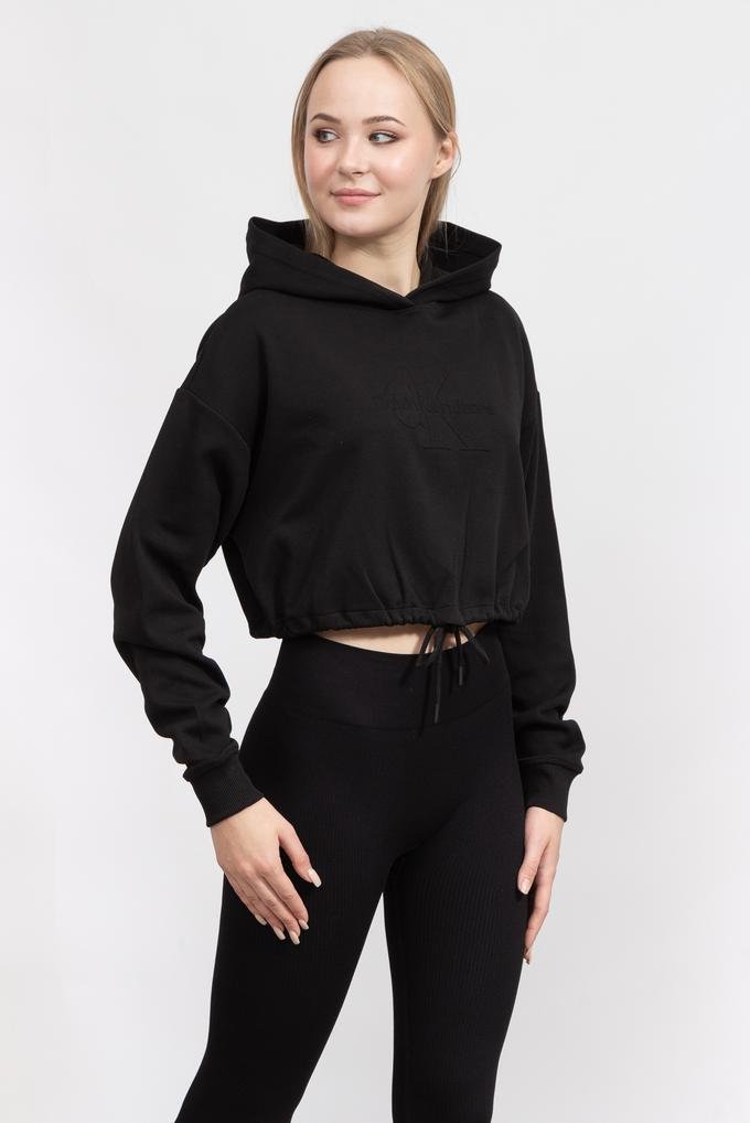  Calvin Klein Embossed Monologo Kadın Kapüşonlu Sweatshirt