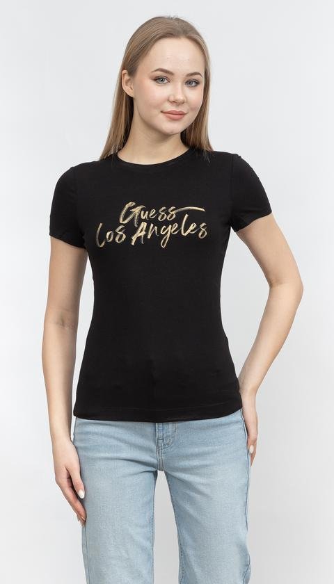  Guess Ss Cn Gold La Kadın Bisiklet Yaka T-Shirt
