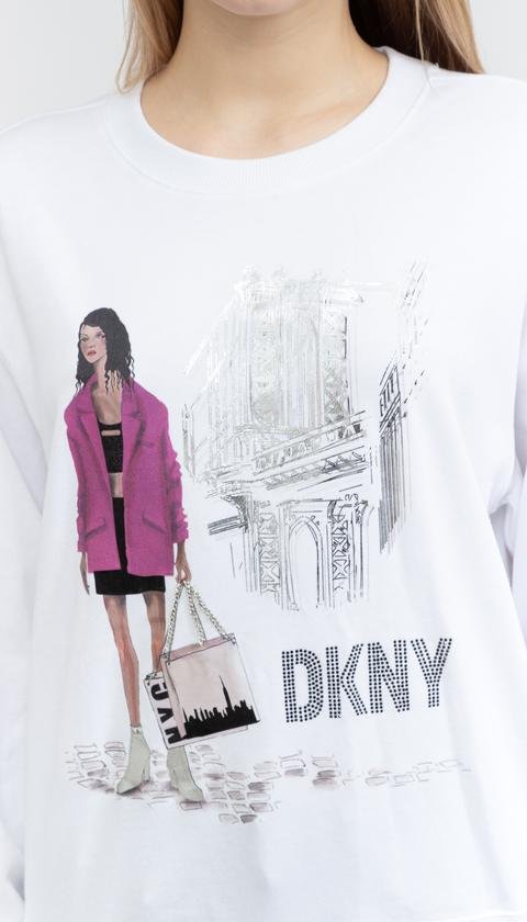  DKNY L/S Pink Jkt Cnvrsnl Kadın Triko