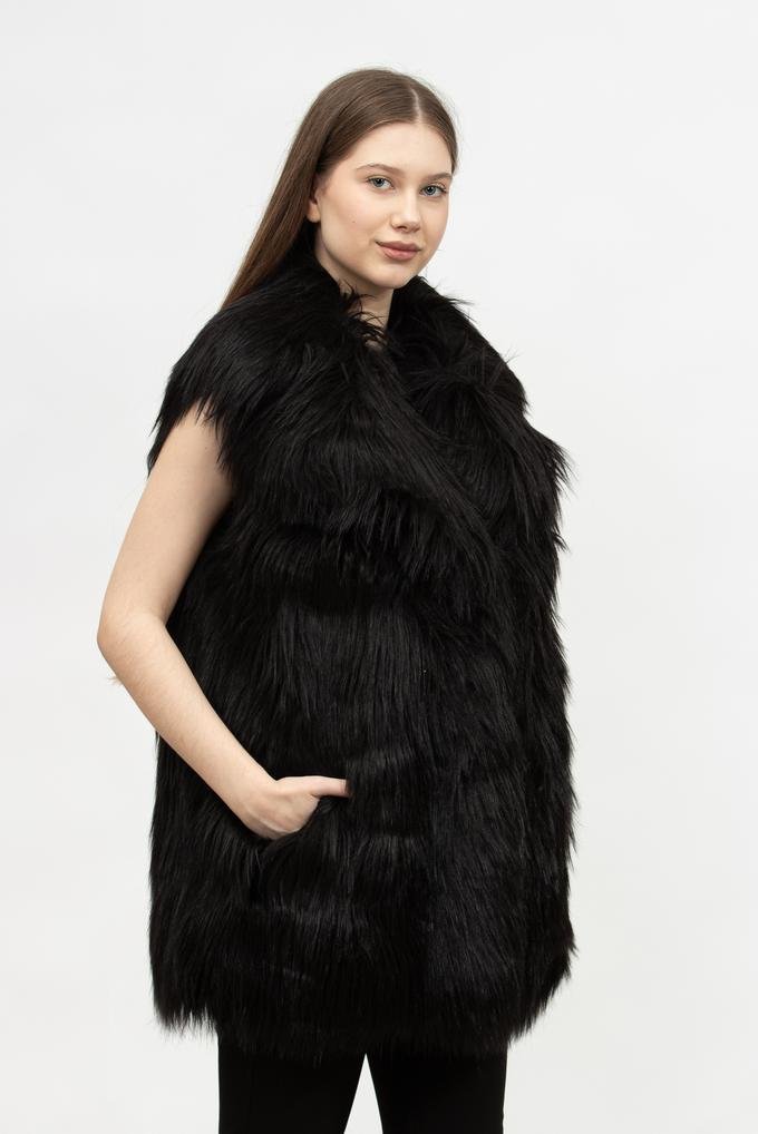 Karl Lagerfeld Faux Fur Gilet Kadın Mont