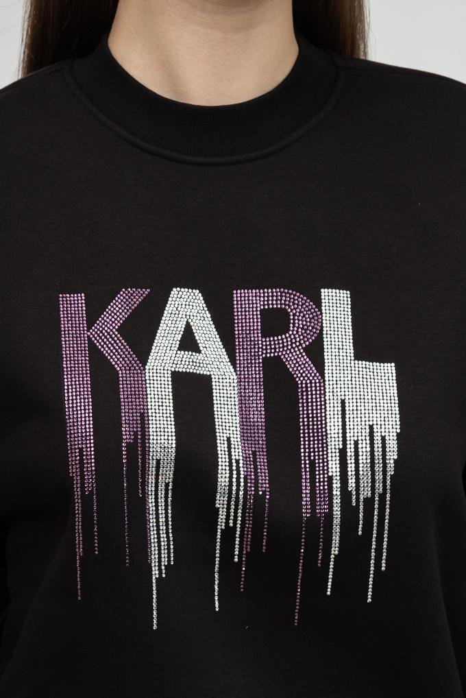  Karl Lagerfeld Rhinestone Kadın Bisiklet Yaka Sweatshirt