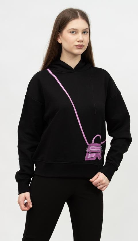  Karl Lagerfeld Logo Kadın Kapüşonlu Sweatshirt