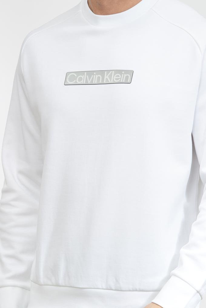  Calvin Klein 3D Logo Patch Erkek Bisiklet Yaka Sweatshirt