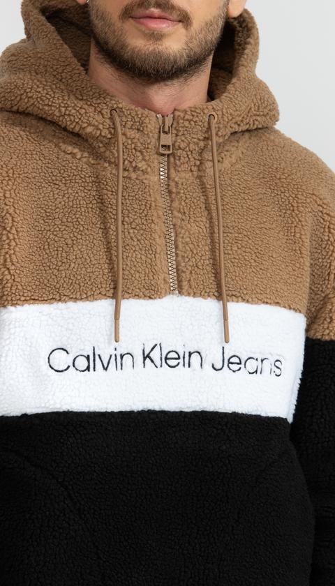 Calvin Klein Sherpa Blocking Erkek Kapüşonlu Sweatshirt