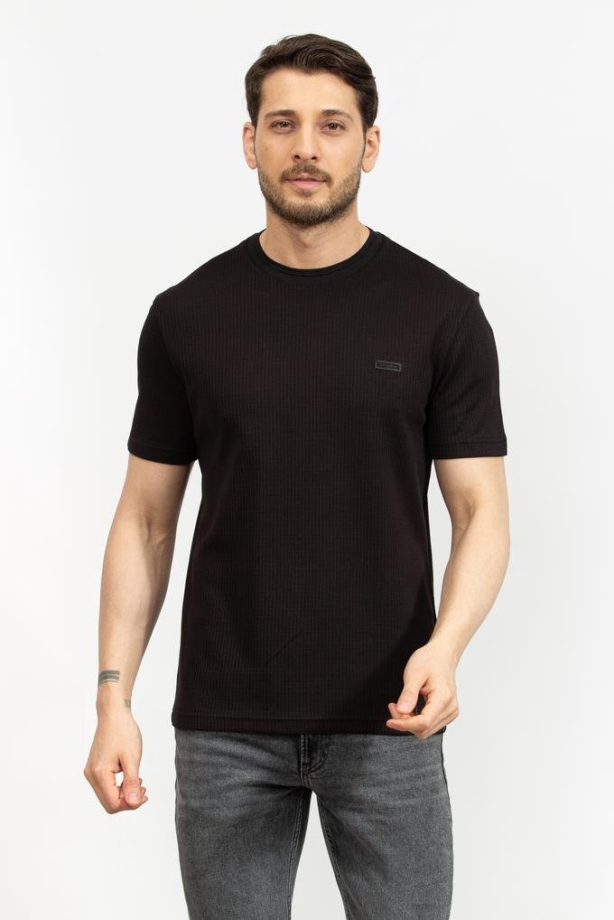  Calvin Klein Mercerized Waffle Erkek Bisiklet Yaka T-Shirt
