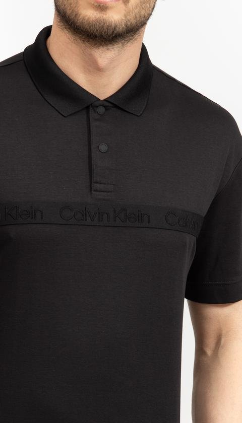  Calvin Klein Raised Logo Tape Erkek Polo Yaka T-Shirt