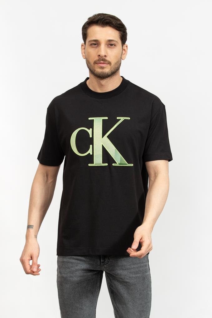  Calvin Klein Perforated Monologo Erkek Bisiklet Yaka T-Shirt